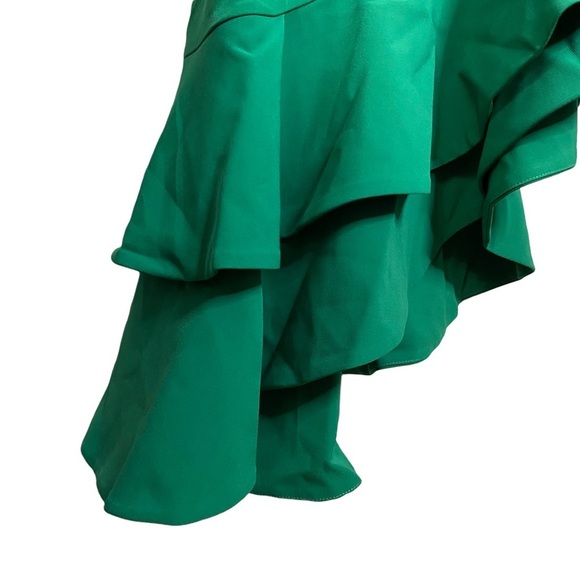 Lovers + Friends Evergreen Gown Draped Ruched Asymmetric Ruffled Medium - Picture 7 of 16